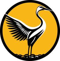 Crane with Spread Wings in a Circle vector