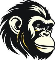 Powerful and striking illustration of a chimpanzee head, perfect for logos, branding, or designs needing a strong, animalistic element vector