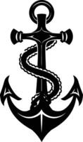 A bold and simple black silhouette of an anchor, symbolizing strength, stability, and hope vector