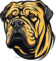 A powerful and expressive illustration of a bullmastiff's head, perfect for dog-related designs, branding, and more vector
