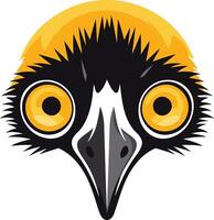 Close-up of an emu's head with large, expressive eyes vector