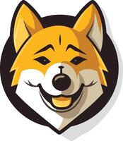 Smiling shiba inu mascot with a playful, cartoon like design vector