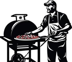 Pizza Maker in Action The Art of Pizza Making vector