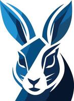 Abstract blue rabbit logo design, perfect for a tech company, gaming brand, or a business seeking a modern and bold visual identity vector