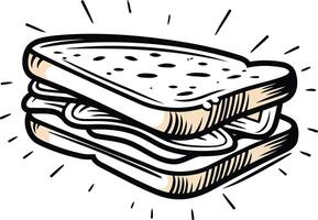 A cartoon illustration of a delicious sandwich, perfect for adding a fun and retro touch to your food-related designs vector