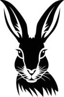 A bold and simple black and white illustration of a rabbit's head, perfect for branding, logos, or design projects vector