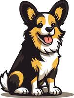 Adorable cartoon illustration of a happy, smiling corgi vector