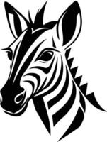 Striking black and white illustration of a zebra head, perfect for design projects, tattoos, and branding vector