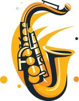 Saxophone Illustration with Yellow and Black Colors vector