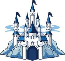 A charming cartoon castle with a whimsical design, perfect for children's books, games, or any project that needs a touch of magic vector