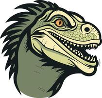 Green Dinosaur Head with Sharp Teeth vector