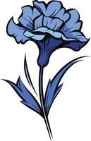 A charming blue flower with delicate petals and leaves, perfect for adding a touch of elegance and nature to designs vector