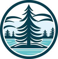 Pine Tree Landscape in a Circle vector