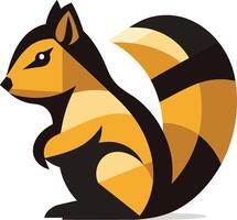 A stylized illustration of a squirrel in gold and black, perfect for a logo, mascot, or branding element vector