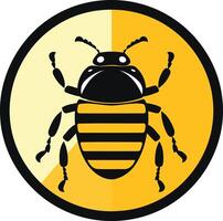 A bold and stylized black and yellow beetle logo design, perfect for a pest control company, insect-themed brand, or environmental organization vector