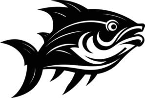 A stylized, black and white silhouette of a fish, perfect for logos, branding, or design elements vector