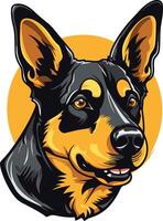 A friendly, cartoon-style german shepherd with a happy expression, perfect for pet-related projects, branding, and merchandise vector