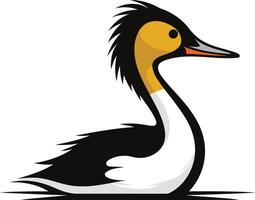 A stylized illustration of a great crested grebe, perfect for nature-themed logos, branding, and wildlife conservation projects vector