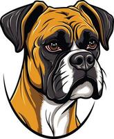 A powerful and expressive illustration of a boxer dog's head, perfect for pet related designs, branding, and social media vector