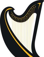 A sleek, modern illustration of a harp, perfect for music-related projects, branding, or design elements vector