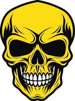 A bold and striking yellow skull graphic, perfect for t-shirt designs, posters, and branding projects vector