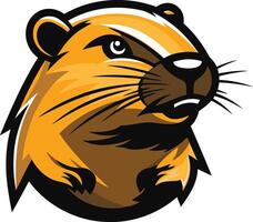 A bold, cartoon style gopher mascot with a determined expression vector