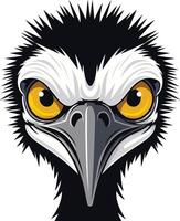 A fierce and intimidating illustration of an emu's head, perfect for adding a touch of wildness and power to your designs vector