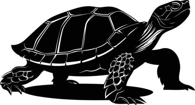 A simple yet striking silhouette of a turtle, perfect for use in design projects, illustrations, and more vector
