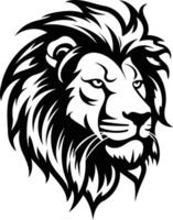 Bold black and white illustration of a lion's head, perfect for tattoo designs, logos, or animal-themed projects vector