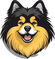 A friendly and playful illustration of a happy finnish lapphund dog with a big smile vector