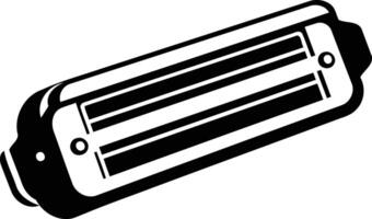 Black and white silhouette of a harmonica, a simple design perfect for logos and branding vector
