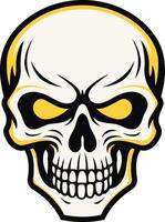 A menacing skull with glowing yellow eyes and a sinister grin vector