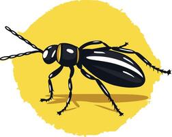Black and Yellow Beetle on a Yellow Background vector
