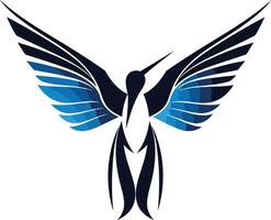 Abstract Hummingbird Design with Spread Wings vector
