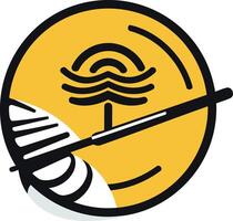 Abstract Symbol with Waves and a Stick vector