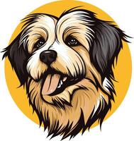 Smiling Dog Portrait with Yellow Background vector