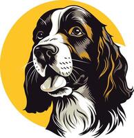 A charming illustration of a springer spaniel with a playful expression, perfect for pet-related businesses, dog lover branding, and cheerful designs vector