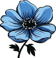 A Single Blue Flower with Dark Green Stem vector
