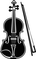 A simple, bold silhouette of a violin and bow, perfect for musical projects, logos, or as a design element vector