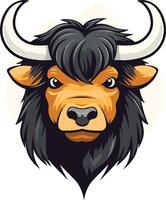 Angry Bull with Black Fur and White Horns vector