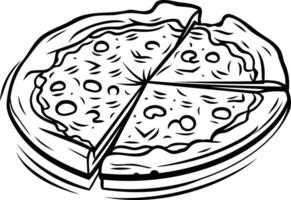 A hand-drawn illustration of a delicious pizza, perfect for adding a touch of italian charm to your projects vector