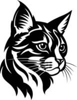 Stylish black and white tattoo design of a cat's head with sharp features vector