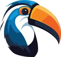 Vibrant and playful toucan head illustration, perfect for branding, logos, and designs that need a touch of tropical flair vector