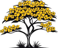A stylized tree with vibrant yellow flowers, perfect for representing growth, nature, and new beginnings vector