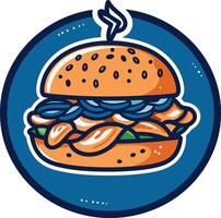 A cartoon style burger with a bright, bold design vector