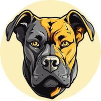 A powerful and striking illustration of a pit bull's head, perfect for branding or design projects related to strength, loyalty, and determination vector