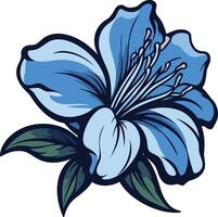 A vibrant blue flower with delicate petals and green leaves vector