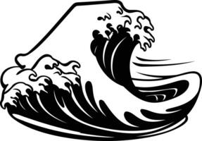 A powerful black and white illustration of a crashing wave, perfect for adding a dynamic element to your design vector