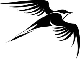 Stylized silhouette of a swallow in flight, perfect for tattoo designs, branding, or decorative elements vector