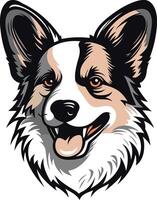 A friendly, cartoon style illustration of a welsh corgi pembroke, featuring a playful expression and a happy smile vector